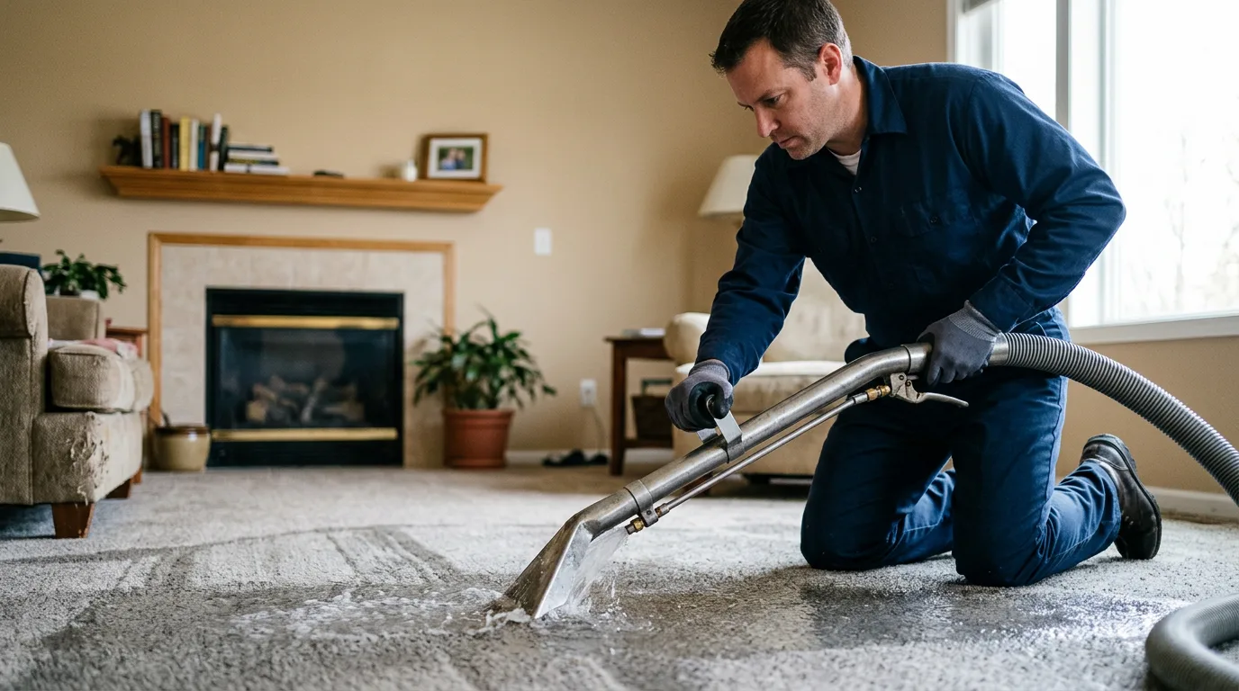 Water damage restoration technician working near Monee, IL